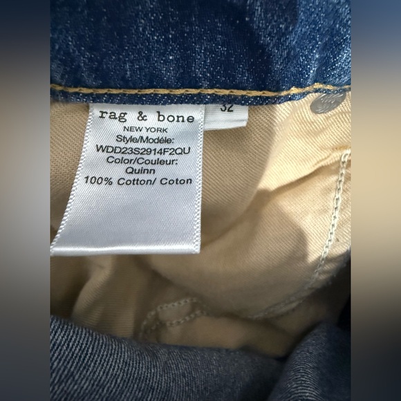 Rag & Bone Andi High Rise Wide Leg Raw Hem Jeans in Quinn Size 32 - Picture 14 of 16